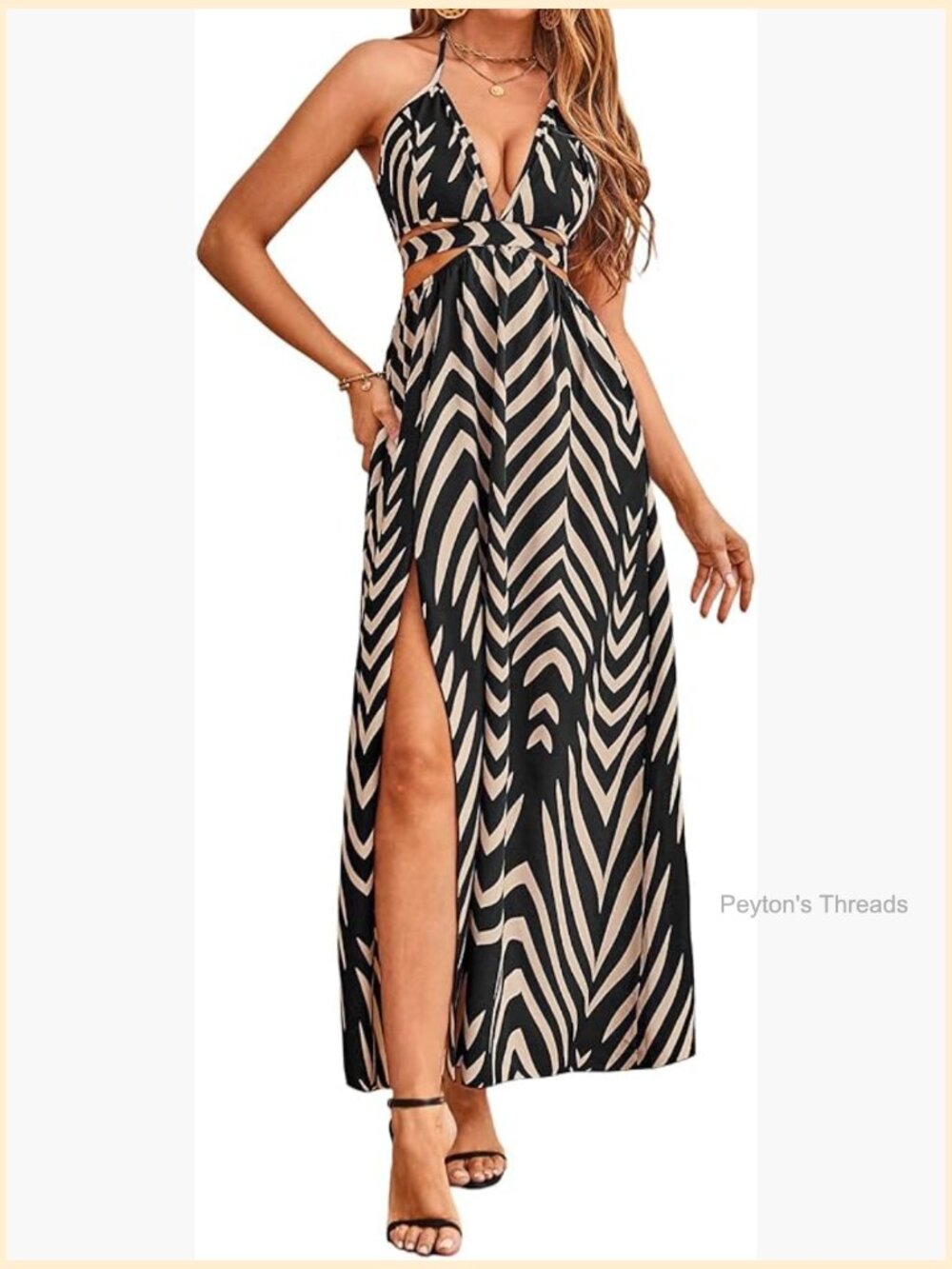 High Split Tie Backless Cut Out Halter Maxi Dress Boho - Picture 1 of 6